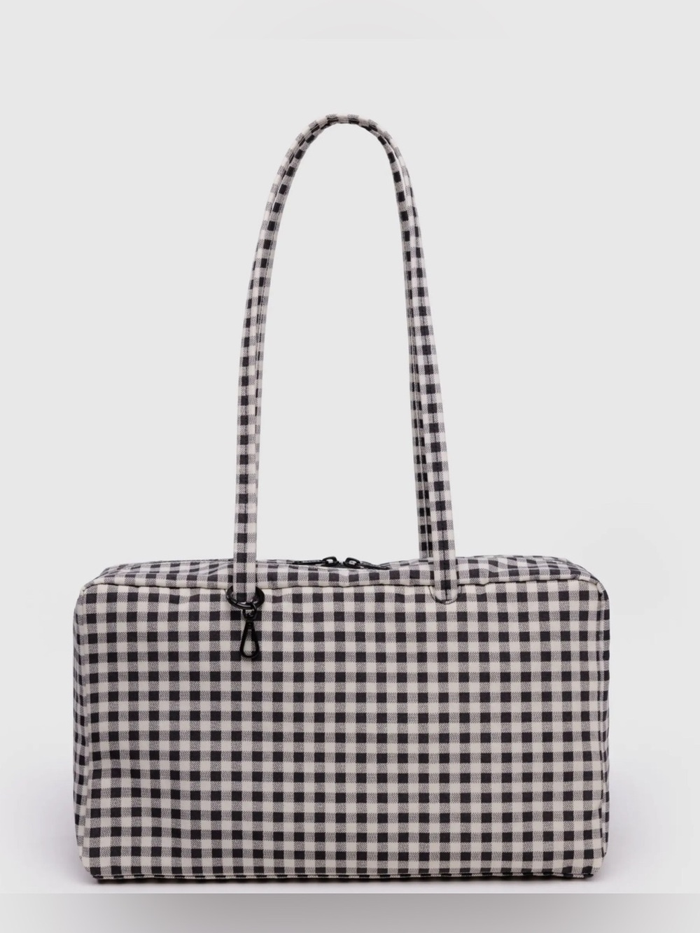 NWT BAGGU Medium Nylon Bowler Bag Black and White Gingham - Picture 3 of 11